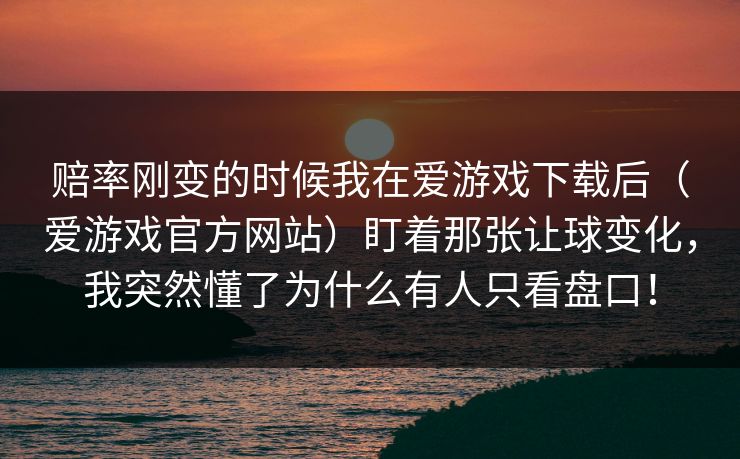 赔率刚变的时候我在爱游戏下载后（爱游戏官方网站）盯着那张让球变化，我突然懂了为什么有人只看盘口！