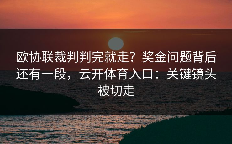 欧协联裁判判完就走？奖金问题背后还有一段，云开体育入口：关键镜头被切走